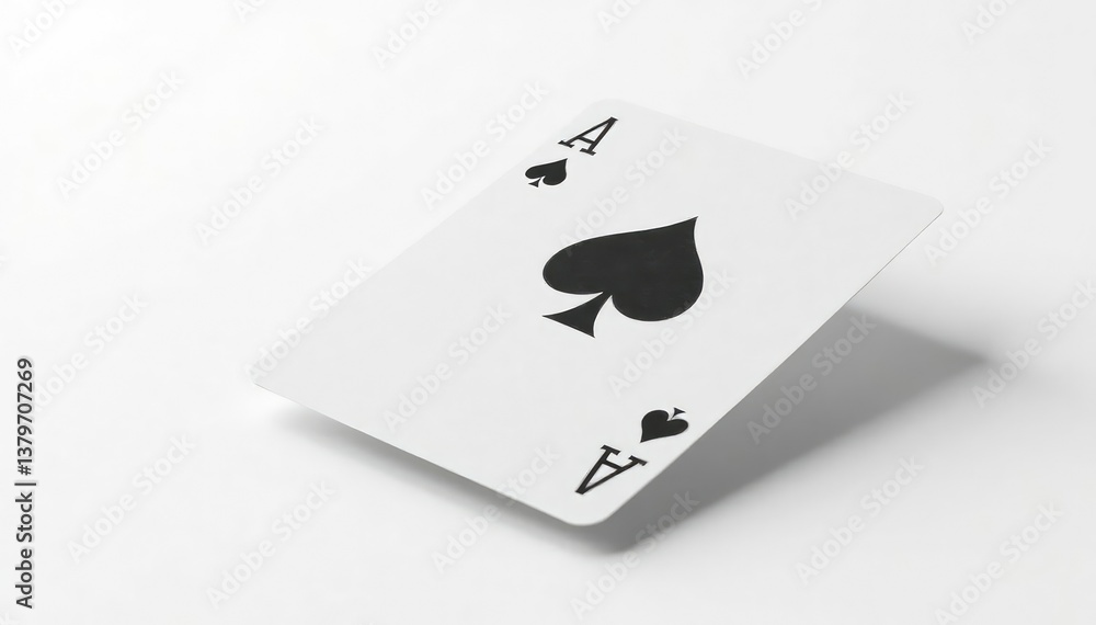 Obraz premium A single playing card flipped, isolated on white , close-up, entertainment, ace