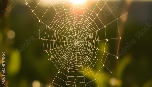spider web with dew drops on it
