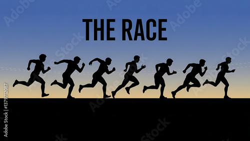 Dynamic Silhouettes: Athletes in Motion - Running Towards Victory and Fitness at Sunset