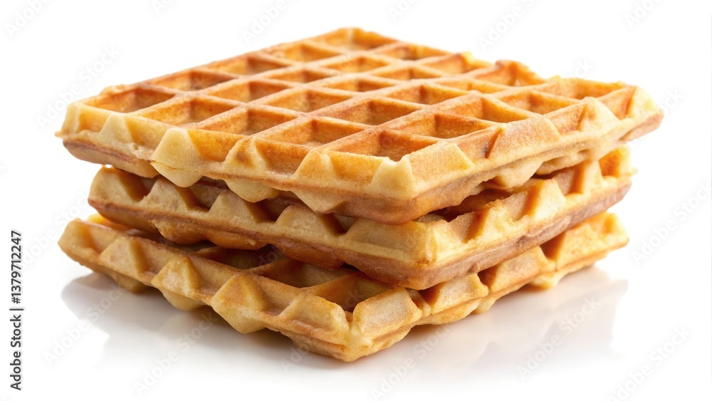 Delicious Golden Brown Waffles Stack, Freshly Made Breakfast Food Photography Delicious Golden Brown Waffles Stack, Freshly Made Breakfast Food Photography