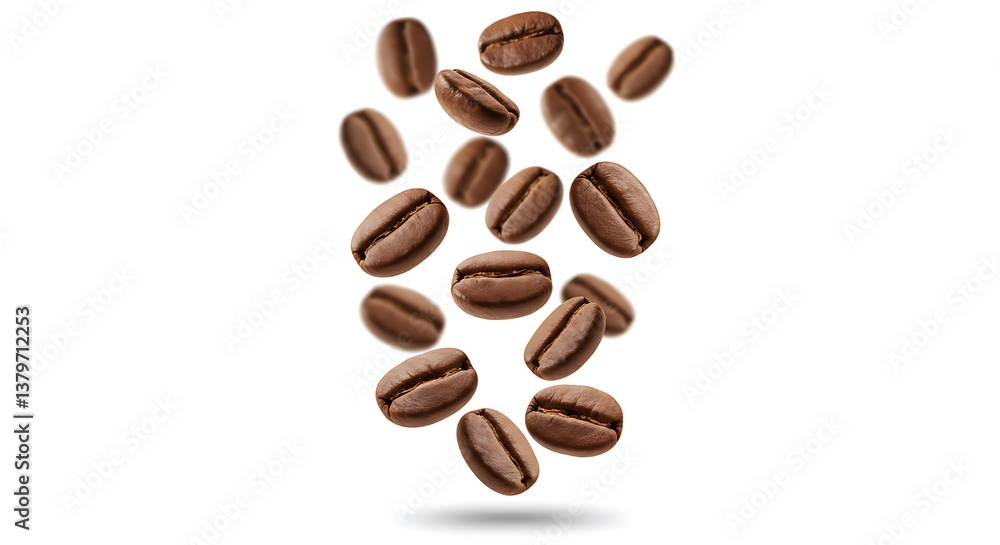 Obraz premium Roasted Delight A Coffee Bean Ballet Falling Coffee Beans Coffee Bean Cascade Dancing Coffee Beans Brown Symphony Aromatic Ascent Coffee Bean Flight AI Generated