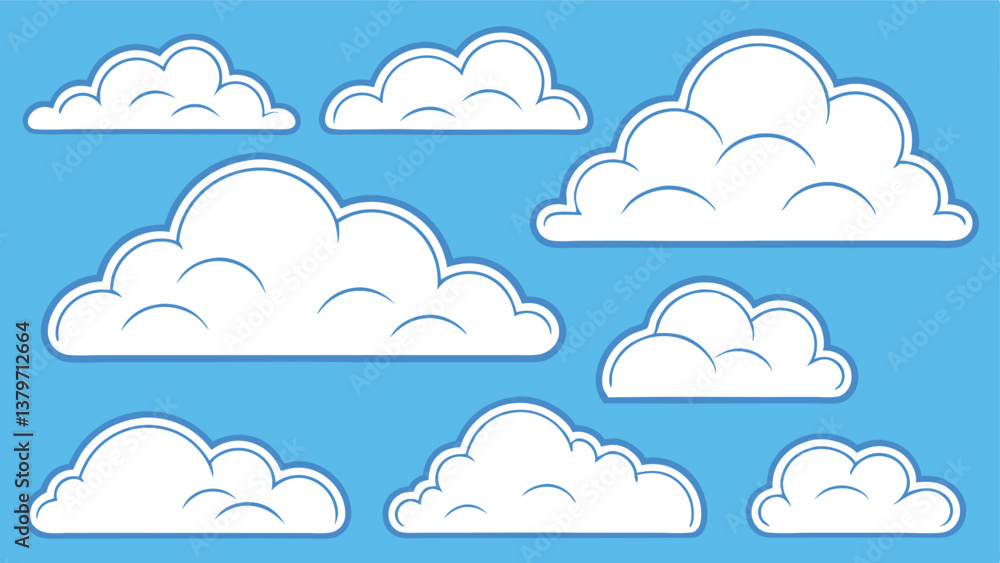 Collection of Cartoon Clouds Various Shapes and Sizes for Design Projects, Illustrations, and Digital Art Collection of Cartoon Clouds Various Shapes and Sizes for Design Projects, Illustrations, and Digital Art