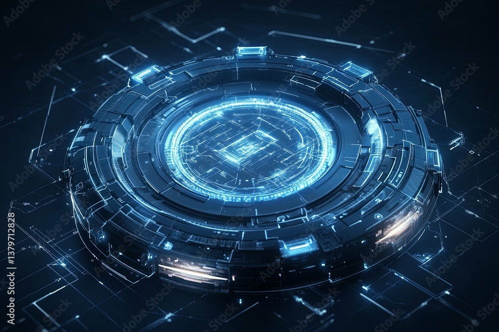 Fototapeta premium Futuristic design featuring a circular technological interface composition