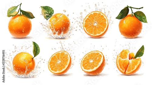 set of fresh fruits isolated