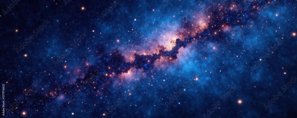 Naklejka premium Celestial canvas of twinkling stars on a dark velvet background, galaxy, celestial, moon