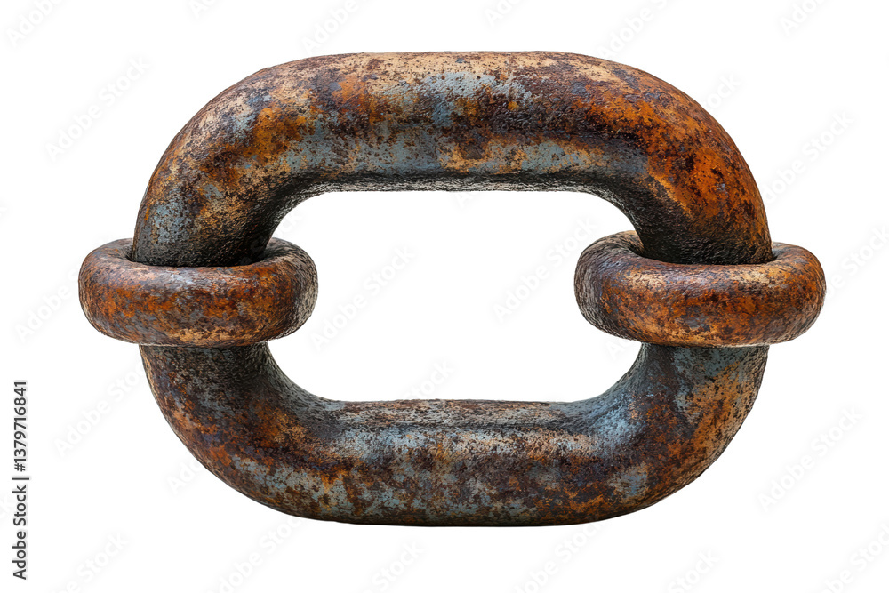 Rusty metal chain link, isolated on white background. Rusty metal chain link, isolated on white background.