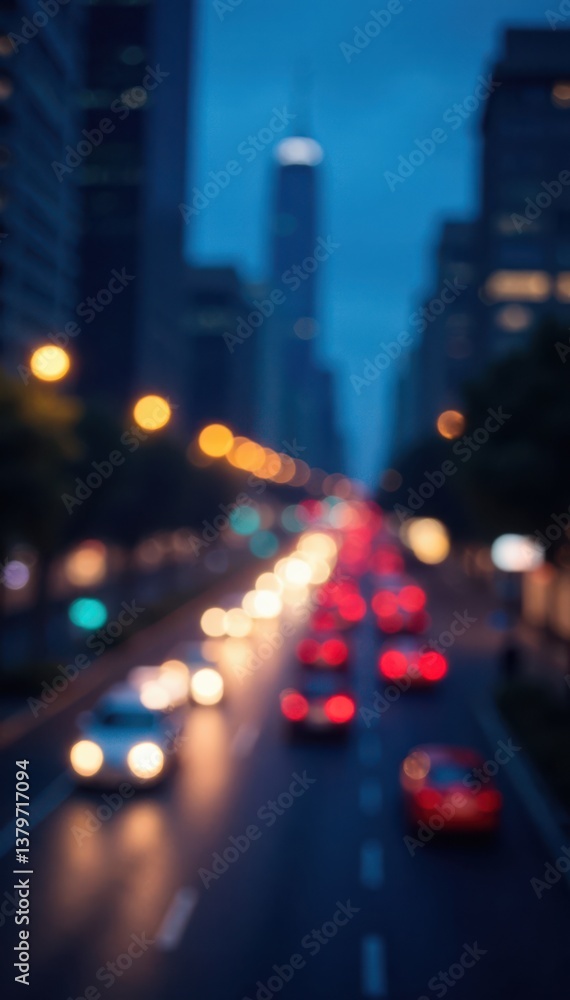 Cityscape with blurred lights, abstract bokeh on blue background, blurred effect, abstract bokeh Cityscape with blurred lights, abstract bokeh on blue background, blurred effect, abstract bokeh