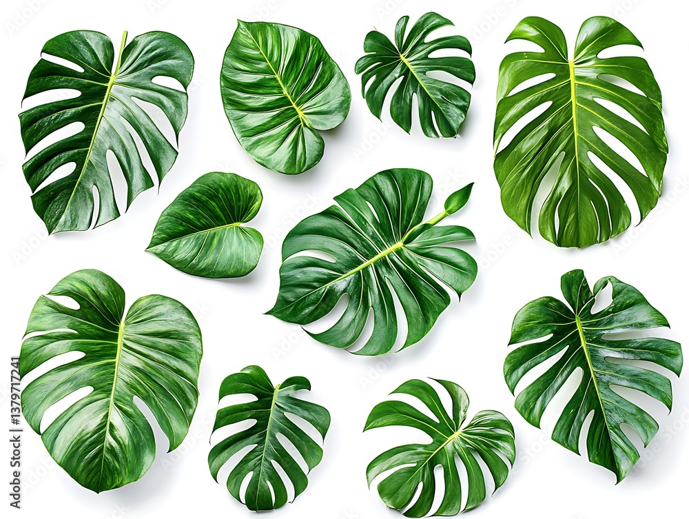 set of green leaves