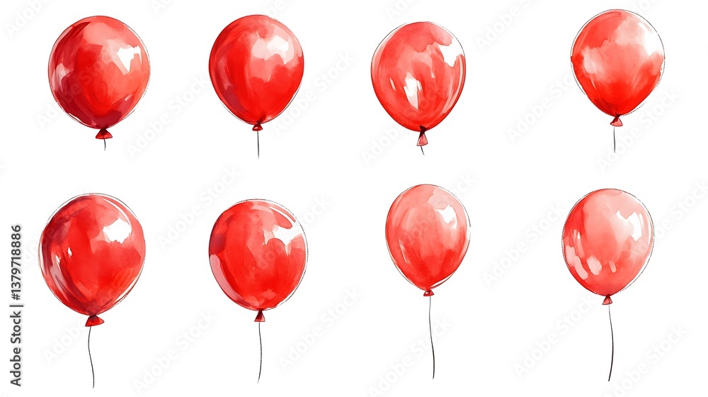 red balloons isolated on white