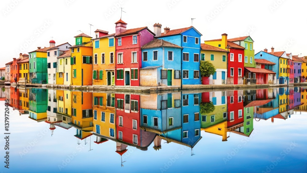 Fototapeta premium Magical Burano Island Double Exposure: Venice Italy Dreamy Photography