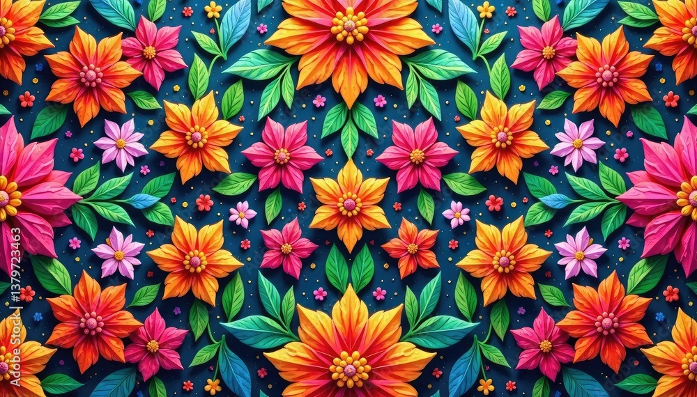 Intricate floral pattern, repeating seamlessly , leaves, flower, bloom Intricate floral pattern, repeating seamlessly , leaves, flower, bloom