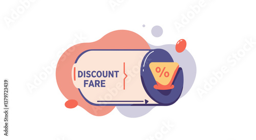 Discount Fare Percentage Icon on Abstract Background  