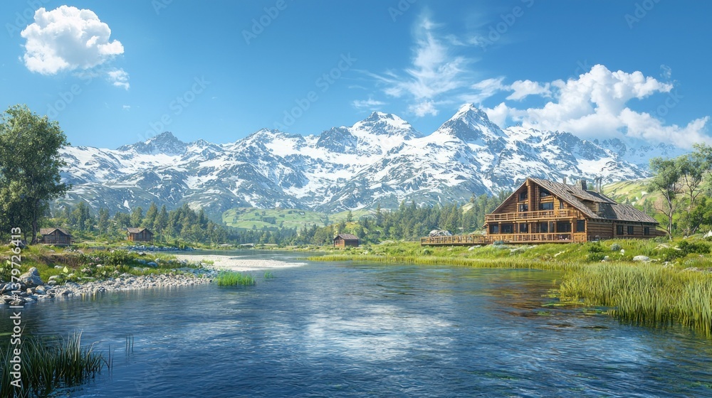 Naklejka premium Mountain Chalet by Serene River