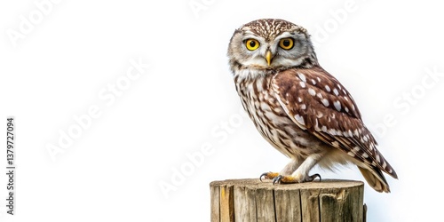 Wallpaper Mural Majestic Owl on Rustic Post: Serene Wildlife Photography Torontodigital.ca
