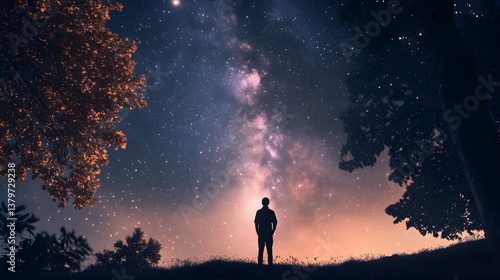 A Solitary Journey into the Vastness of the Night: Stargazing under the Cosmic Tapestry of the Milky Way