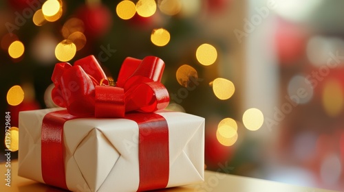 Wallpaper Mural A white and red gift box adorned with a vibrant red bow. Torontodigital.ca