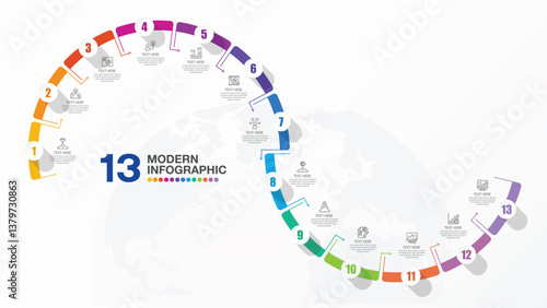 Template infographic 13 step