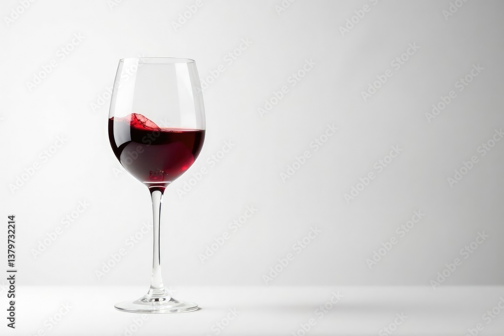 Rich red wine poured into glass, clean white backdrop, drink, vino Rich red wine poured into glass, clean white backdrop, drink, vino