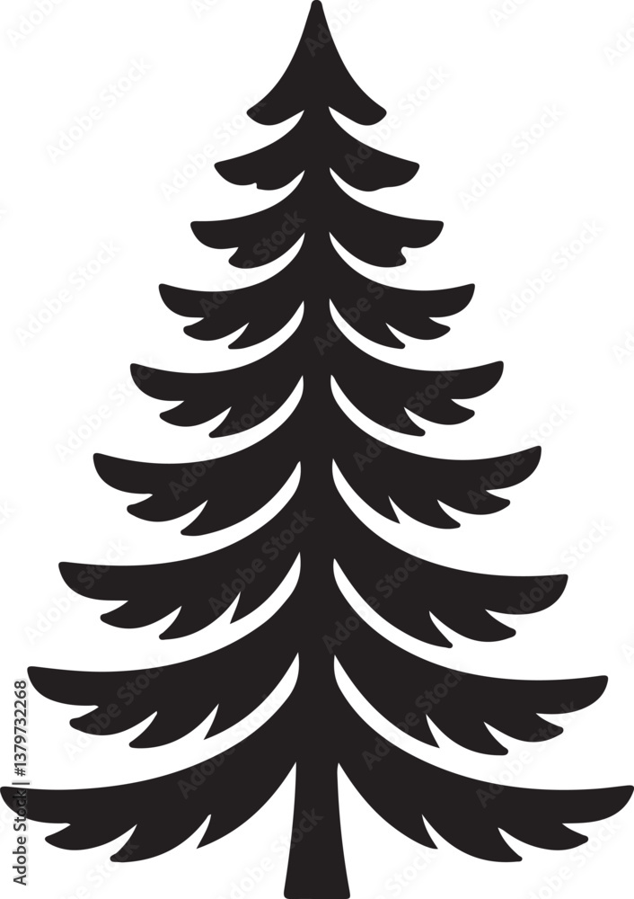 Pine Tree Silhouette Style Icon Vector Illustration on a white background Pine Tree Silhouette Style Icon Vector Illustration on a white background