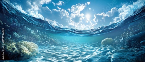 Fototapeta Naklejka Na Ścianę i Meble -  Breathtaking Underwater Seascape Inviting of the Ocean s Captivating Depths