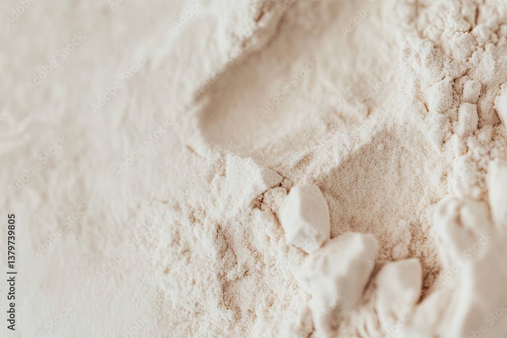 Close-up view of fine, light-colored flour Close-up view of fine, light-colored flour