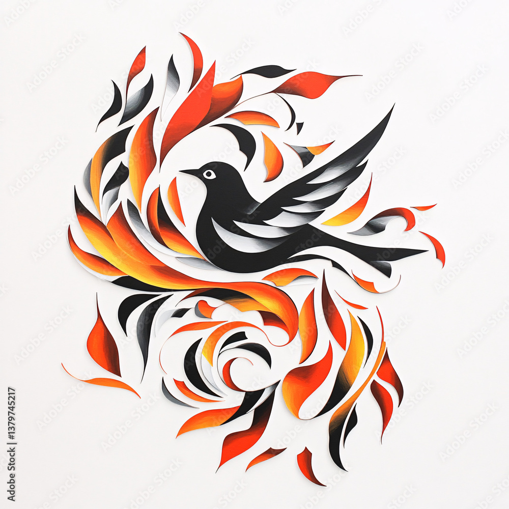 Phoenix Bird Illustration Paper Art Colorful Stock Image Phoenix Bird Illustration Paper Art Colorful Stock Image