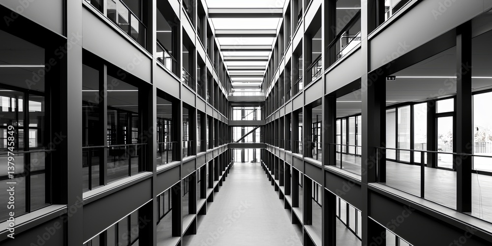A sleek, metal edifice, its towering shelves humming with robotic activity and the hiss of air conditioning, housed a modern, automated high-rack warehouse, a testament t A sleek, metal edifice, its towering shelves humming with robotic activity and the hiss of air conditioning, housed a modern, automated high-rack warehouse, a testament t