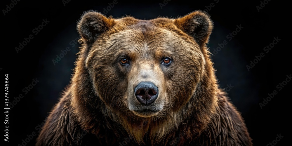 Powerful Brown Bear Night Photo, Huge Grizzly Bear in Darkness, Majestic Wild Animal Image, Dark Background Wildlife Photography Powerful Brown Bear Night Photo, Huge Grizzly Bear in Darkness, Majestic Wild Animal Image, Dark Background Wildlife Photography