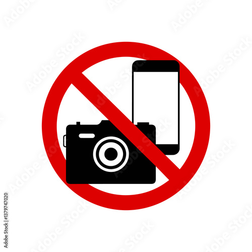 No Camera and No Mobile Phone Sign – Prohibited Photography and Phone Use Icon