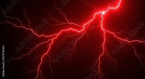 Crimson Crackle Inferno Red Lightning Digital Storm Fiery Bolt Abstract Art Blood Red Electric Dance Inferno Digital Lightning AI Generated