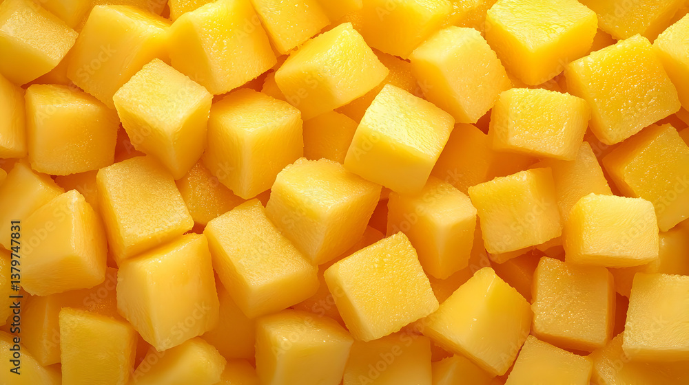 Diced Potato Pieces Stacked Neatly on a White Surface Diced Potato Pieces Stacked Neatly on a White Surface