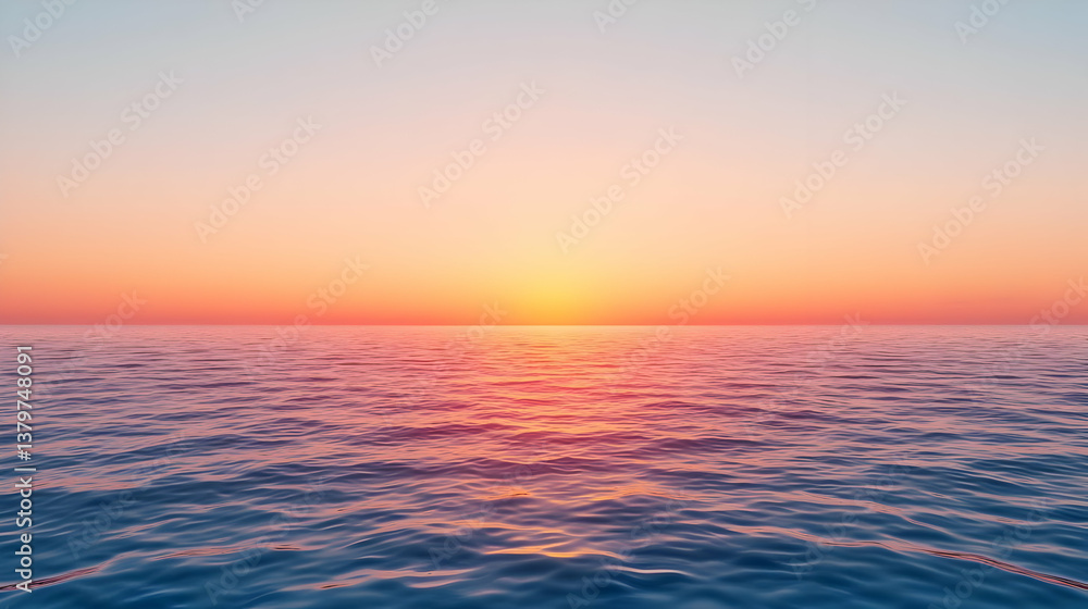 Fototapeta premium Serene Sunset with Red and Orange Hues over Calm Water