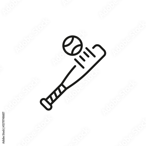 Baseball Bat and Ball icon. Simplistic representation of America's favorite pastime, featuring a bat alongside a baseball. Perfect for sport apps, team logos, recreational content. Vector illustration