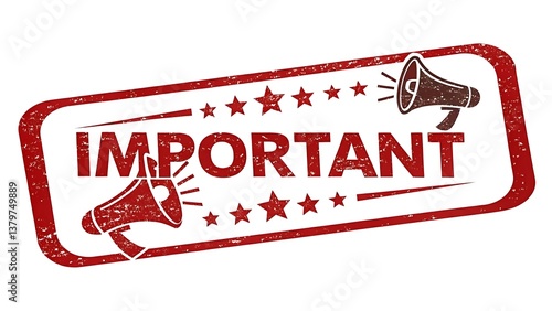 Important announcement attention urgent notify alert message warning caution notice megaphone speaker stars