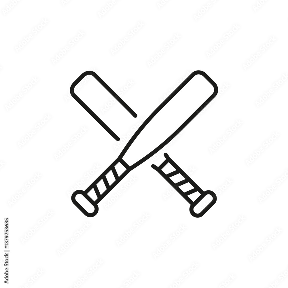 Baseball Bat icon. Simplistic representation of America's favorite pastime, featuring a bat alongside a baseball. Perfect for sport apps, team logos, recreational content. Vector illustration