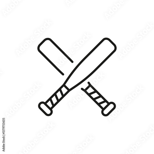 Baseball Bat icon. Simplistic representation of America's favorite pastime, featuring a bat alongside a baseball. Perfect for sport apps, team logos, recreational content. Vector illustration