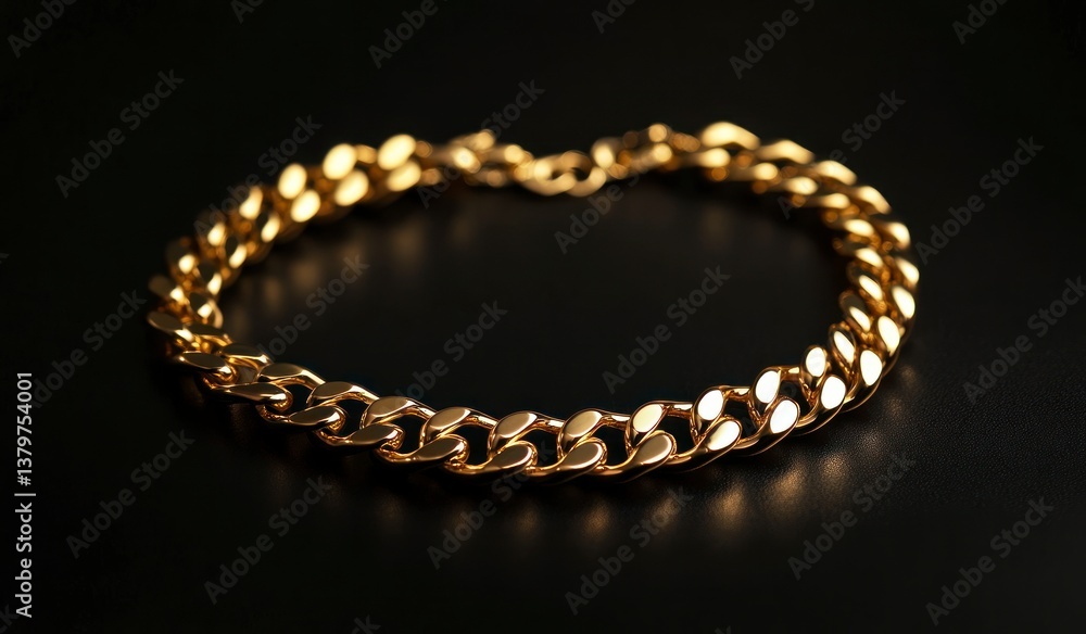Elegant Gold Chain Bracelet on Dark Surface for Fashion Accessories Elegant Gold Chain Bracelet on Dark Surface for Fashion Accessories