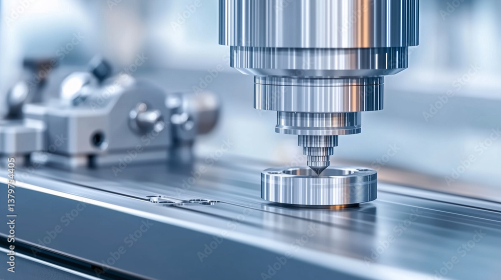 close-up of a CNC milling machine's spindle and bed. industrial manufacturing with precision. close-up of a CNC milling machine's spindle and bed. industrial manufacturing with precision.