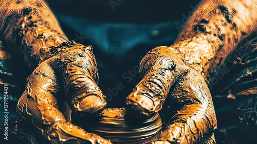 Creative Artistry Hands Clay Shaping Pottery with Vibrant Creativity