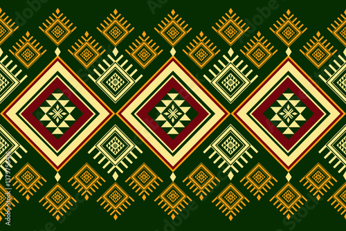 Geometric Diamond Pattern in Green, Yellow, and Red