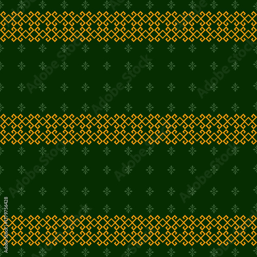 Geometric pattern in green and gold