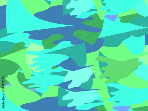 Beautiful of Colorful Art Green and Blue, Abstract Modern Shape. Image for Background or Wallpaper