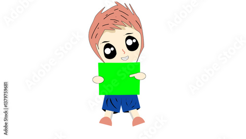 Boys cartoon character - bring the green notes