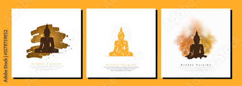 abstract illustration of Buddha Purnima Background. vector set