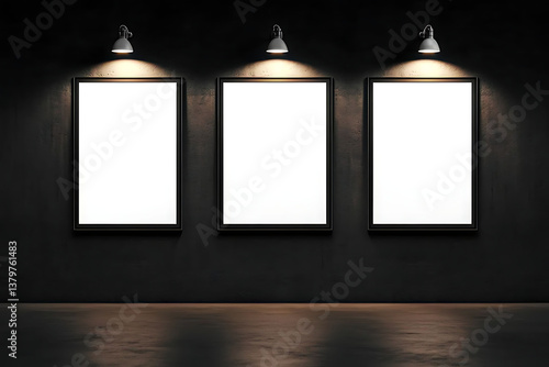 Wallpaper Mural movie poster frame mockup with spotlights from above ,  Torontodigital.ca