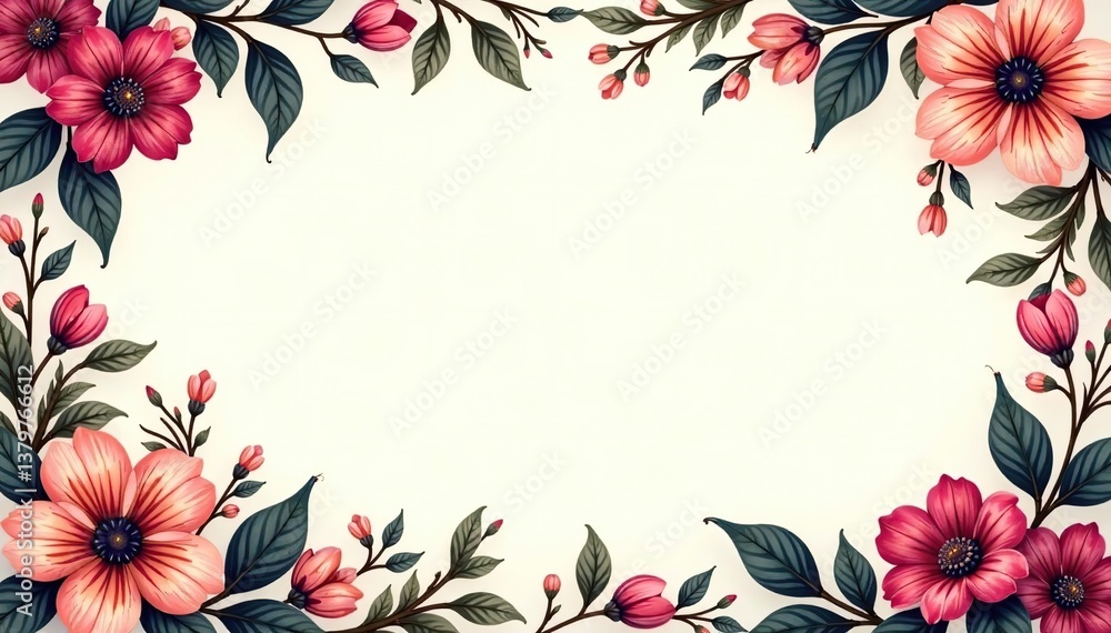 Obraz premium Abstract flowers border design with vibrant colors and intricate details, design, artistic