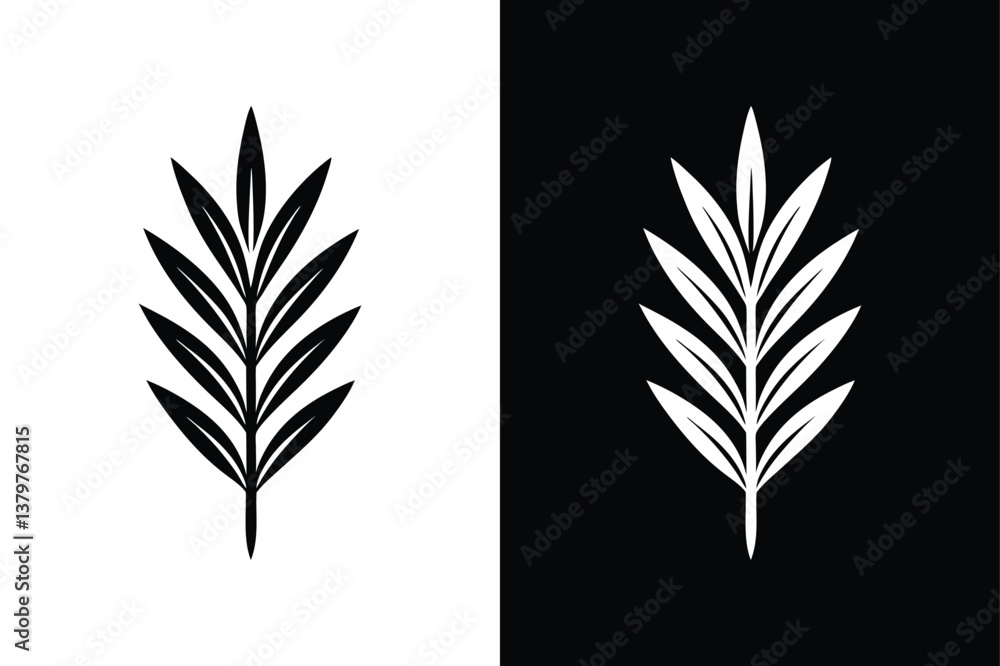 Fototapeta premium Tarragon Herb Icon. Stunning Silhouette Vector for Spice & Culinary Designs