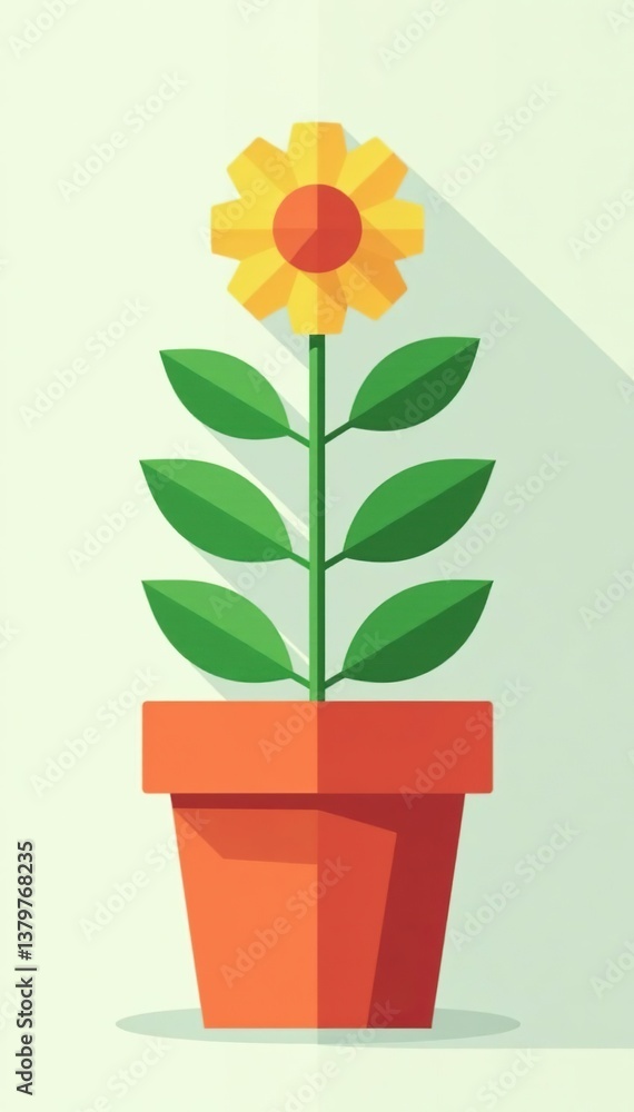 A modern flat icon of a flowerpot perfect for web design and gardening concepts, flowerpot, flat icon A modern flat icon of a flowerpot perfect for web design and gardening concepts, flowerpot, flat icon