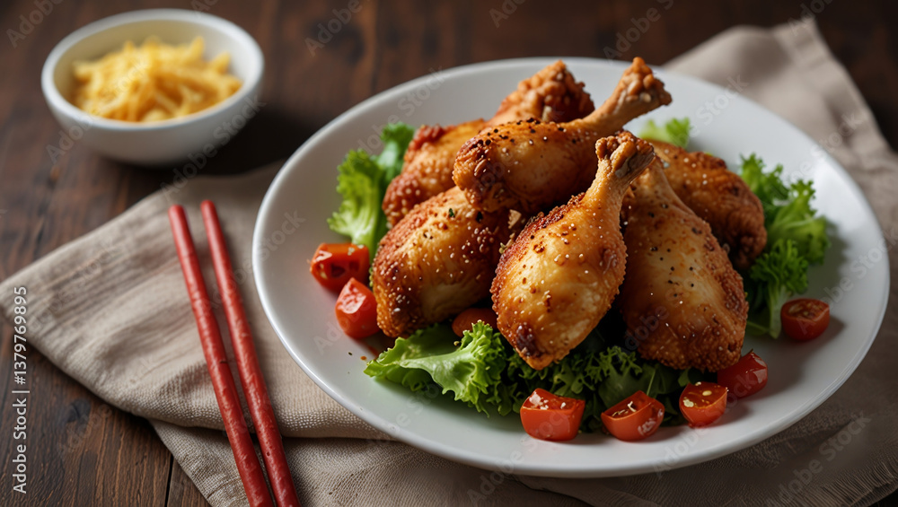 Spicy Crispy Chicken on the table Spicy Crispy Chicken on the table