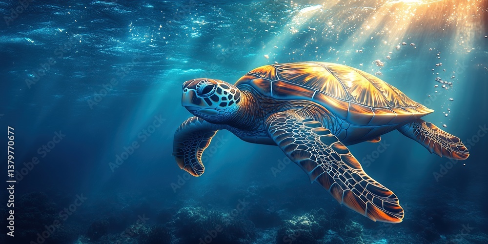 ai generated image of a sea turtle swimming in the sea near the coral reefs ai generated image of a sea turtle swimming in the sea near the coral reefs